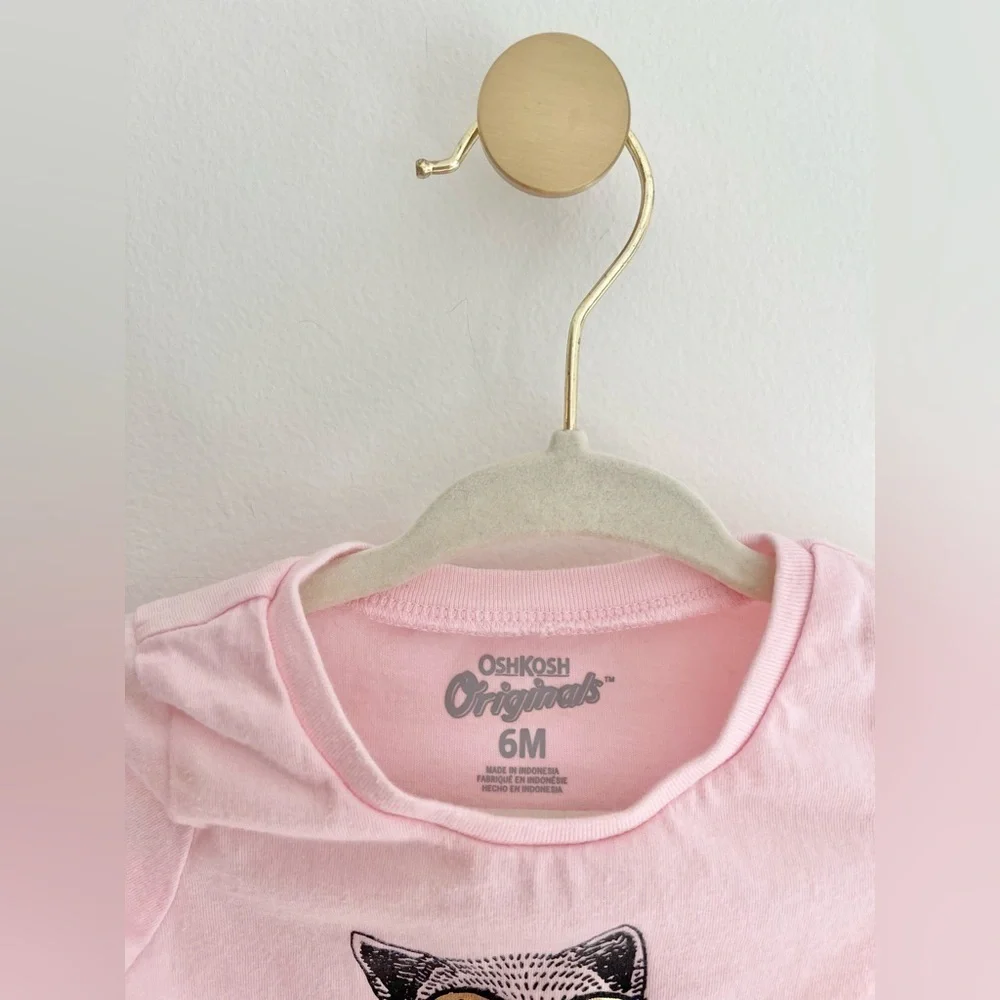 💫$4/ADD ON💫 OshKosh Pink Cat Long Sleeve Tee - Baby Girl 6 MTH